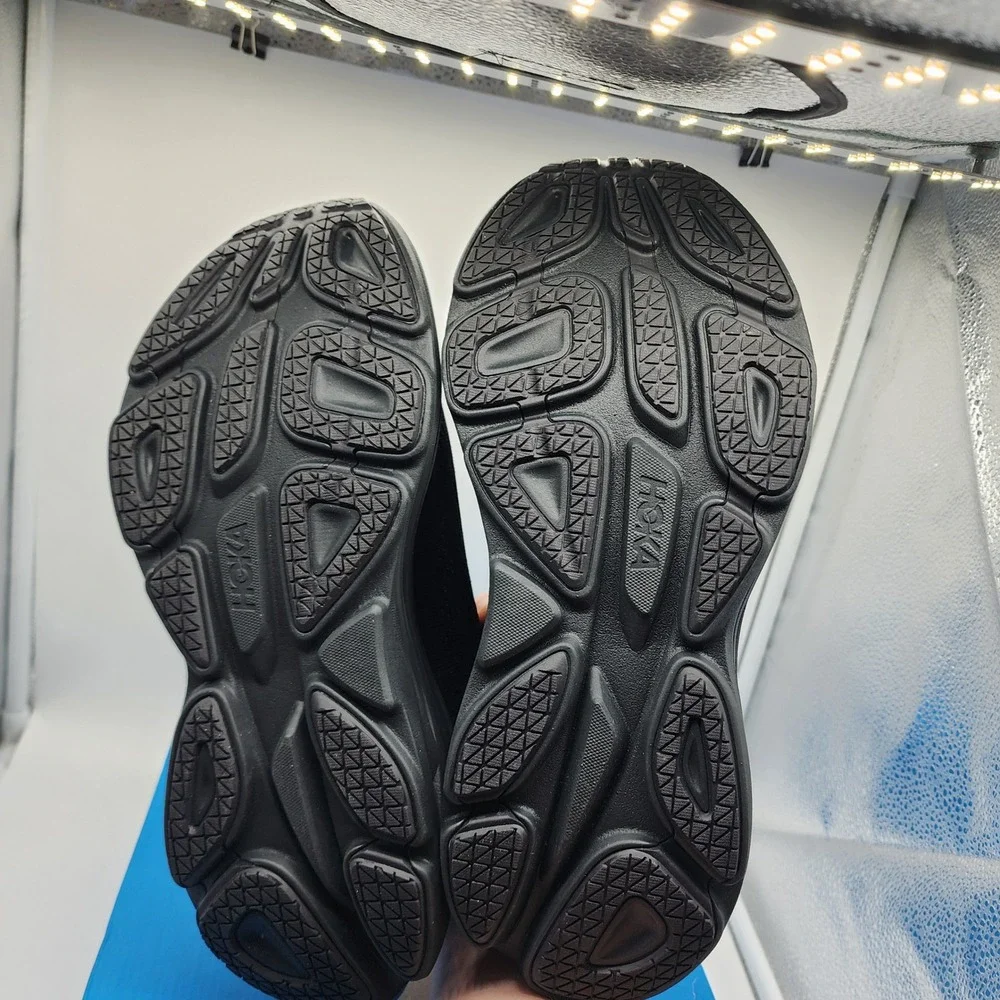 HOKA Bondi 8 Running Shoes Men 10D Black Black Max Cushion Road Sneakers